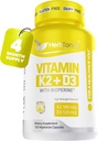 Immune System Support Vitamin K2 (MK7) with D3 5000 Iu Supplement + Bioperine (Black Pepper) | Strong Bones & Heart Health | K2 D3 Complex | Easy to Swallow 120 Veg Capsules