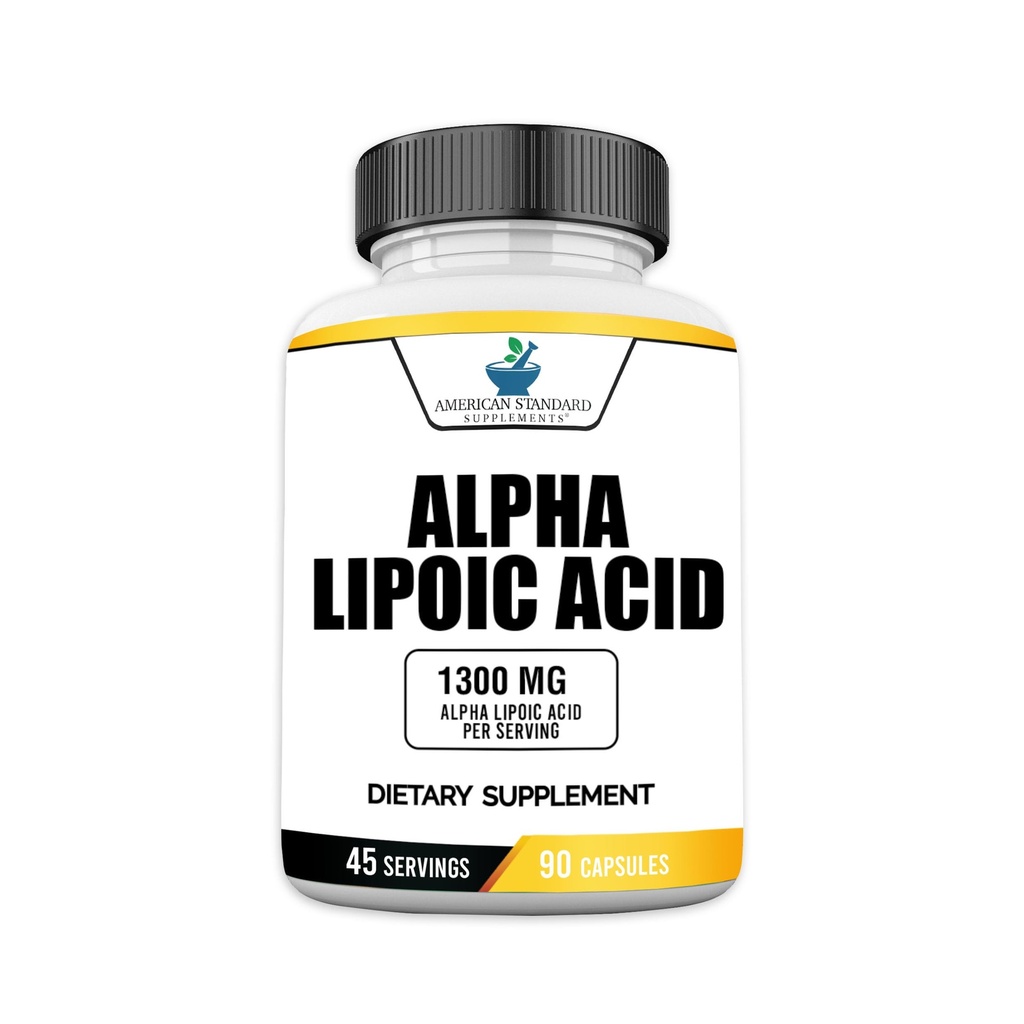 American Standard Supplements Alpha Lipoic Acid 1300mg per portie - Veganistisch, Glutenvrij, Non-GMO, 90 Capsules, 45 porties