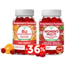 Lunakai Vitamine B12 en vrouwen Multivitamine Gummies Bundle - Non-GMO & Vegan Supplement voor energieondersteuning en botgezondheid - 100% dagelijkse waarde van 16 essentiële vitaminen en mineralen - 30 dagen levering