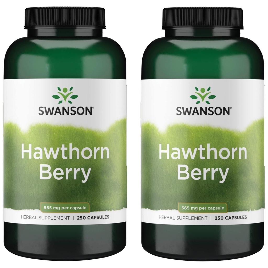 Swanson Hawthorn Berry Supplement- Antioxidant Flavonoïden (250 Capsules, 565 mg Elke) 2 Pack