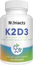 Vitamine D3 K2 met Calcium & BioPerine 60 capsules - Uitgebreide botgezondheid, Cardiovasculaire ondersteuning, Verbeterde absorptie - Non-GMO, Suikervrij