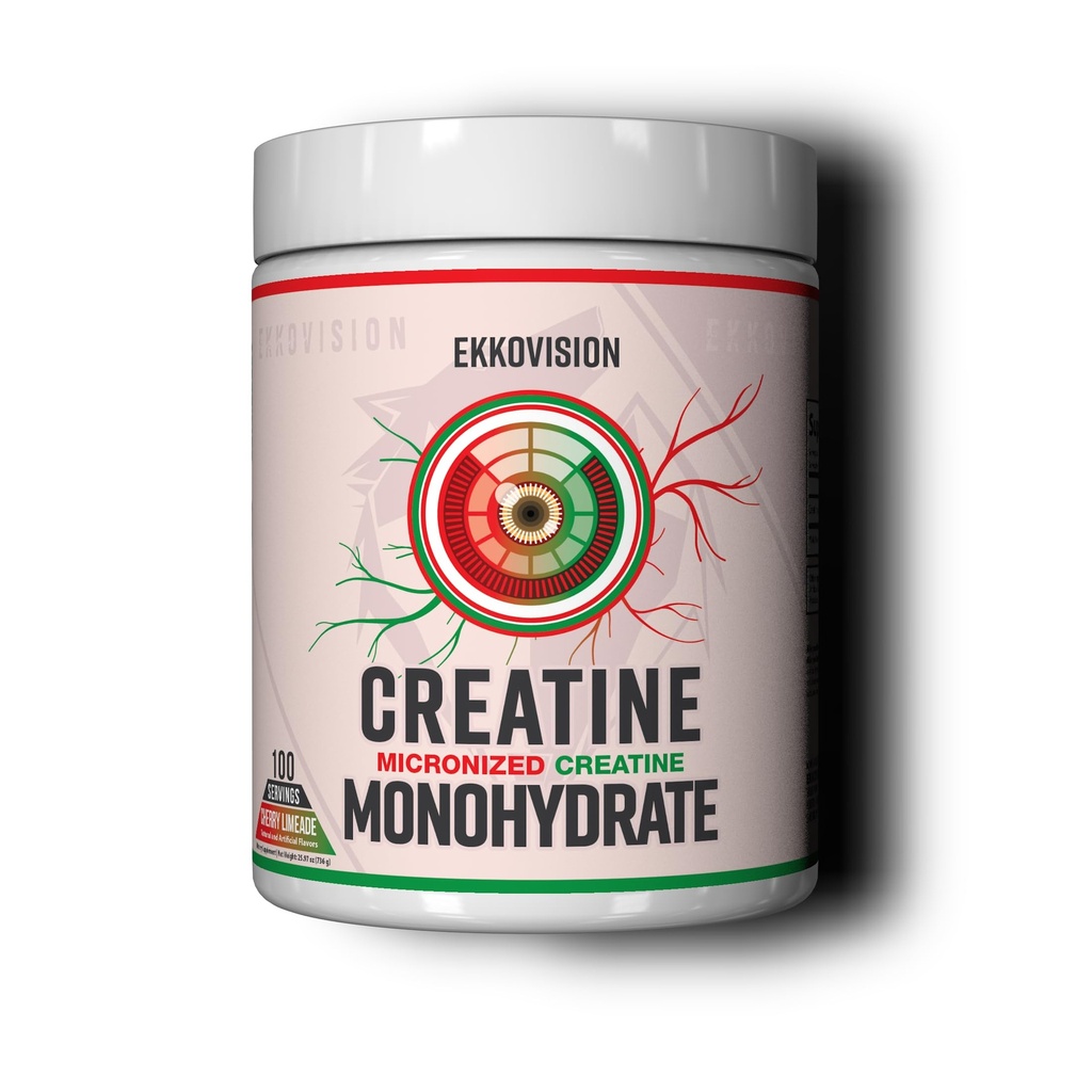 Ekkovision Creatine Monohydrate Powder, Micronized, Cherry Limeade, Pre Workout & Post Workout Supplement for Men & Women, Energy Support, Easy to Mix in Shakes, Smoothies & Beverages, 100 Servings