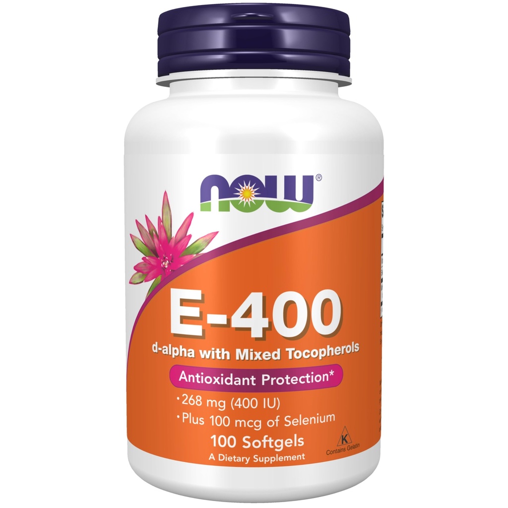 NU Supplementen, Vitamine E-400 IE, Gemengde Tocoferolen, Antioxidant Bescherming*, 100 Softgels