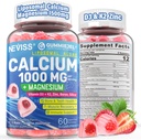 Suppléments de calcium pour les femmes, hommes - Calcium liposomique 1000mg avec vitamine D3 K2, Glycinat de magnésium, zinc, Boron, Silice pour la santé des os - sans sucre Calcium Magnésium Zinc Gummies, végétalien, 60 comte