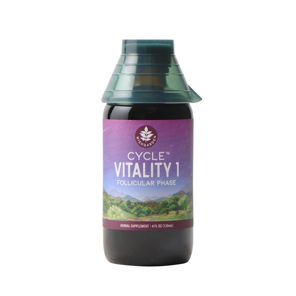 WishGarden Herbs Cycle Vitality I Folliculair Fase - Plant-based Herbal Supplement w/Vitex & Black Cohosh, ondersteunt optimale Estrogen niveaus & stimuleert gezonde menstruele cycli en leverfunctie, 4oz