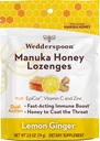 Wedderslepel Manuka Honey Immunity Lozenges, Citroen Ginger, 2.6 Oz (pakket van 1), Echte Nieuw-Zeelandse honing, Boost Immuniteit binnen twee uur