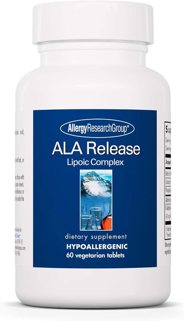 Allergy Research Group ALA Release - Alpha-Lipoic Acid Complex, R-Alpha-Lipoic, Biotin, Calcium, Nutritional Supplement, Vegetarische tabletten - 60 Tellen