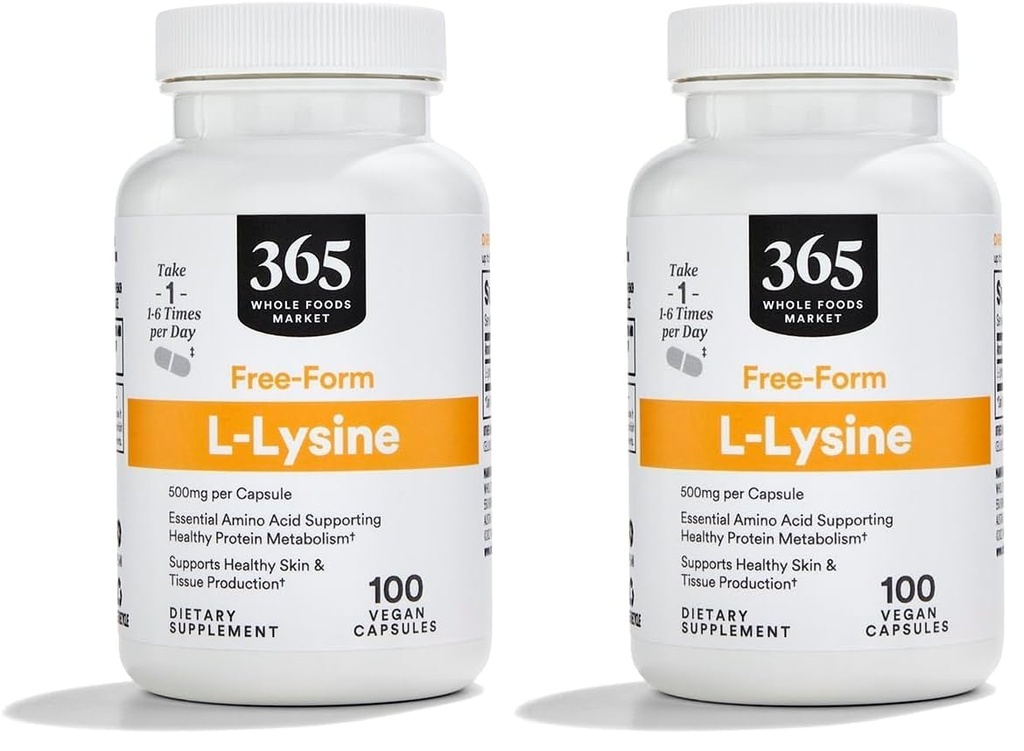 365 Door Whole Foods Market, Lysine 500 Mg Plantaardige Capsules, 100 Telling (Pack of 2)