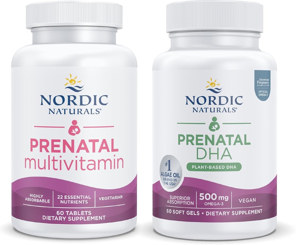 Nordic Naturals Veganistische Mom en Baby Starter Pack - Vegan Prenatale DHA en Prenatale Multivitamine Tablets