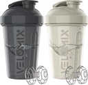VELOMIX -2 Pack- Bouteilles de shaker protéinique de 20 oz pour les mélanges protéiniques - 2x Whisk filaire.