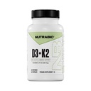 NutraBio Vitamine D3 K2= 5000 UI D3 en tant que Cholecalciferol avec la vitamine K2 en tant que MENA-Q MK7 (180mcg)= Soutien aux os et à la santé cardiaque= Non-OGM, sans gluten, sans lactose=60 Capsules végétales