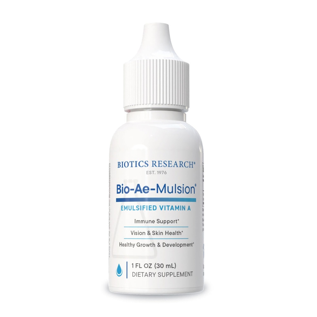 Biotics Research Bio Ae Mulsion IU Emulsified Vitamin A for Greater Uptake & Useation, Concentrated Form, Promoot Immune Response, Aids in Visual Acuity, Ondersteunt Cardiovasculaire 1 Fluid Ounces
