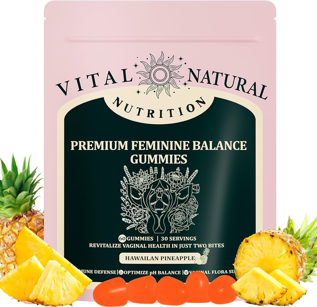 Feminine Balance Gummies - Women’s Health Probiotics for pH & Immune Support & Natural Pineapple Flavor (1)