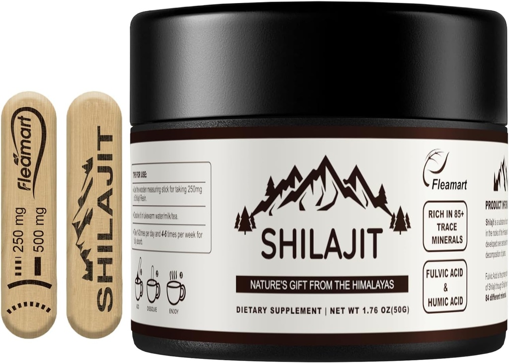 Shilajit Pure Himalaya met Fulvinezuur & 85+ Trace Minerals Shilajit voor mannen & vrouwen Golden Grade A Shilajit Resin Supplement met een kleine Bitter Proeve voor energie & Immuniteit - 50 Gram