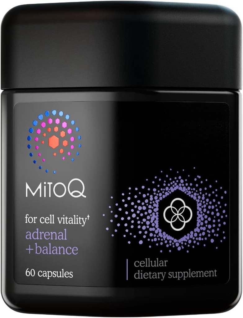 MitoQ +Balance: Sensoril Ashwagandha, Rhodiola & Maritime: soutien des niveaux équilibrés de cortisol, gestion du stress, rétablissement du sommeil et de la santé cellulaire (60 capsules)