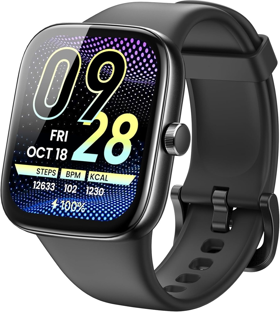 Tozo AMOLED S7 Smart Watch Bluetooth Bel 1.85 Inch Ultra HD Scherm, Dynamische wijzerplaten Berichten Push 100+ Sportmodi, Detecteer de menselijke gezondheid slaapmonitor met hoge batterijleven, Touch functie
