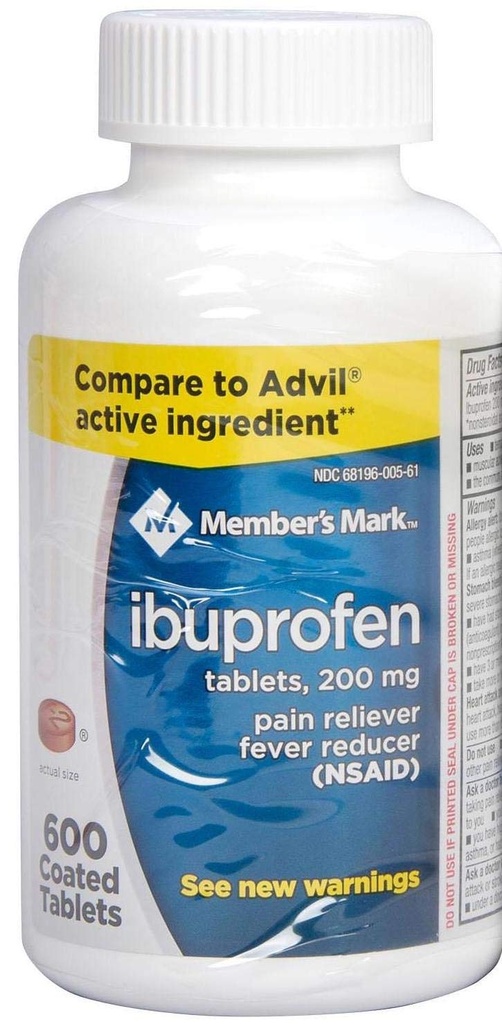 Leden Mark Ibuprofen Coated Tablets 200mg Pain Reliever Fever Reducer, 1 Fles, 600 Tablets