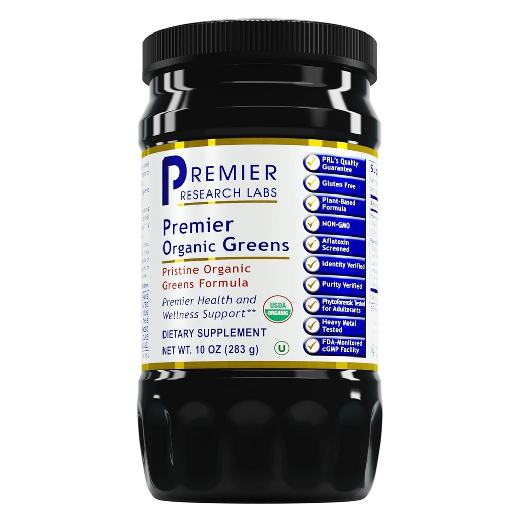 Premier Research Labs Premier Bio Greens - Super Greens Powder, Greens Superfood Powder for Drinks, Green Juice, Nutrition Support, Supergreens for Men & Women, Spinach, Alfalfa, Chlorella - 10 oz