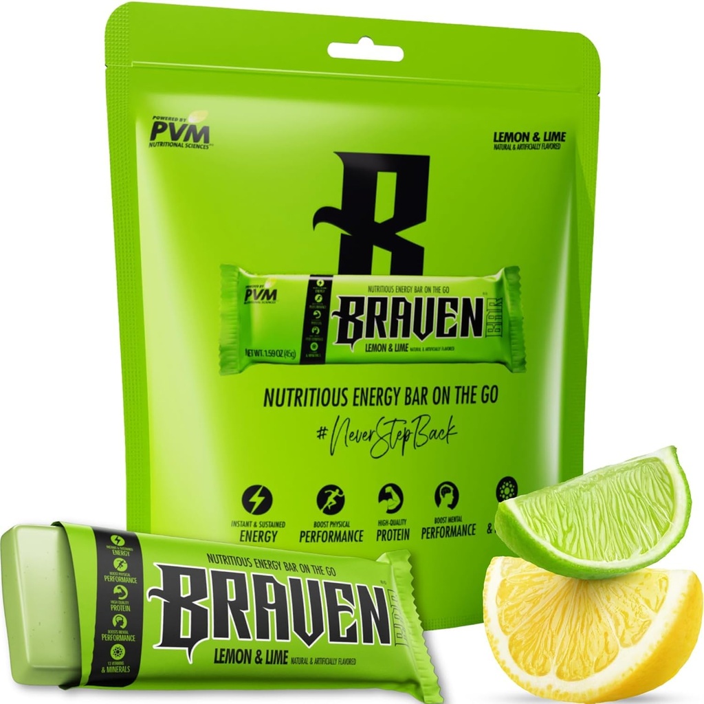 Braven Bar Lemon Lime Energy Bars (1.59 oz, Pack of two 