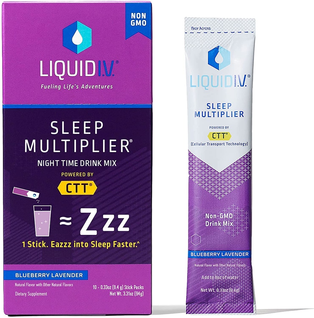 Liquid I.V.® Hydration Multiplier® +Sleep - Blueberry Lavender - Electrolyte Powder Drink Mix Packets 