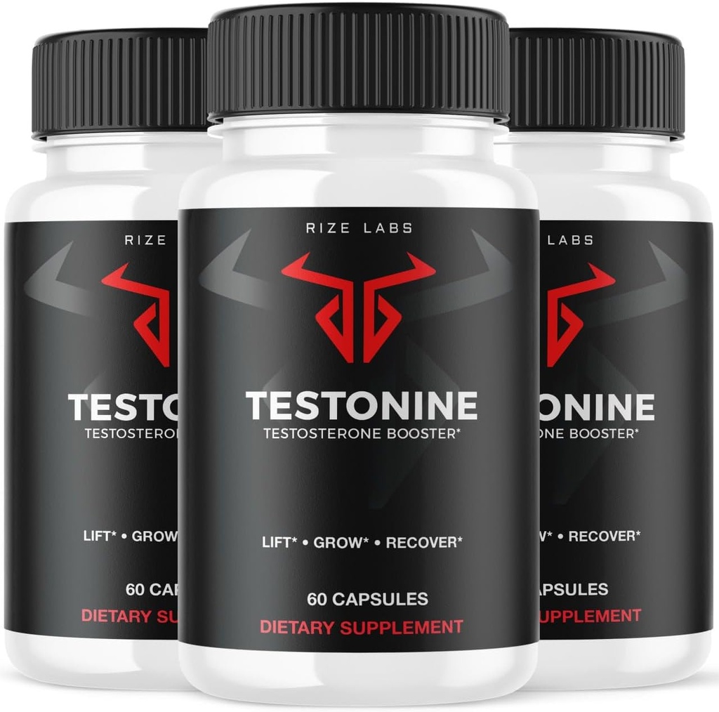 rize labs (3 Pack) Testonine mannelijke supplement, Testonine capsules voor mannen, Testonine maximale sterkte Formule, Testonine all-natuurlijke pil voor spierkracht, Testonine beoordelingen (180 Capsules)