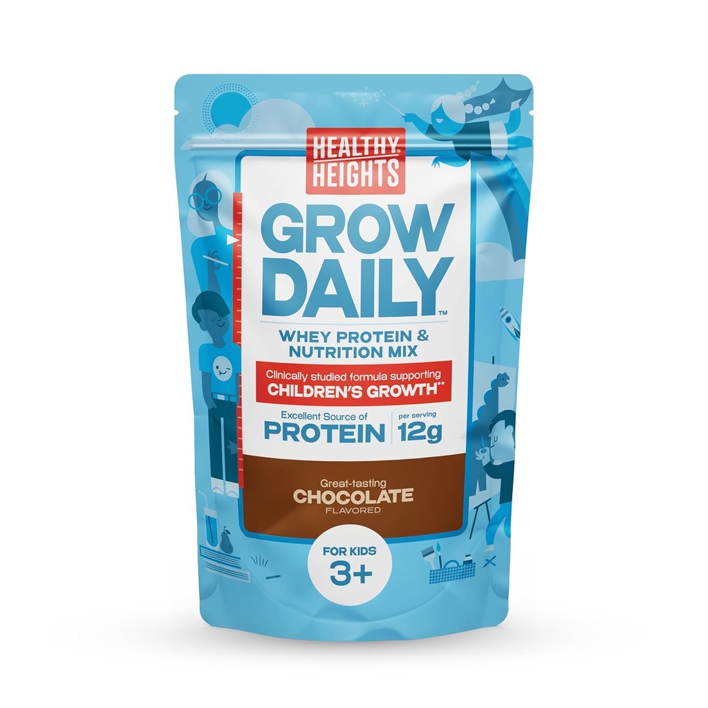 Gezonde hoogtes Grow Daily Kids Proteine Drink Mix (Chocolaat) - High Proteine Shake voor kinderen 3+