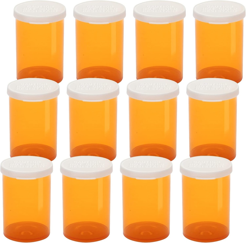 Lege plastic pillenflessen met gemakkelijke Open Snap Caps (niet Child Resistant), Prescription Medication Vials, Clear Containers, PillCases Dispenser Organizers (20 Dram, 12st)