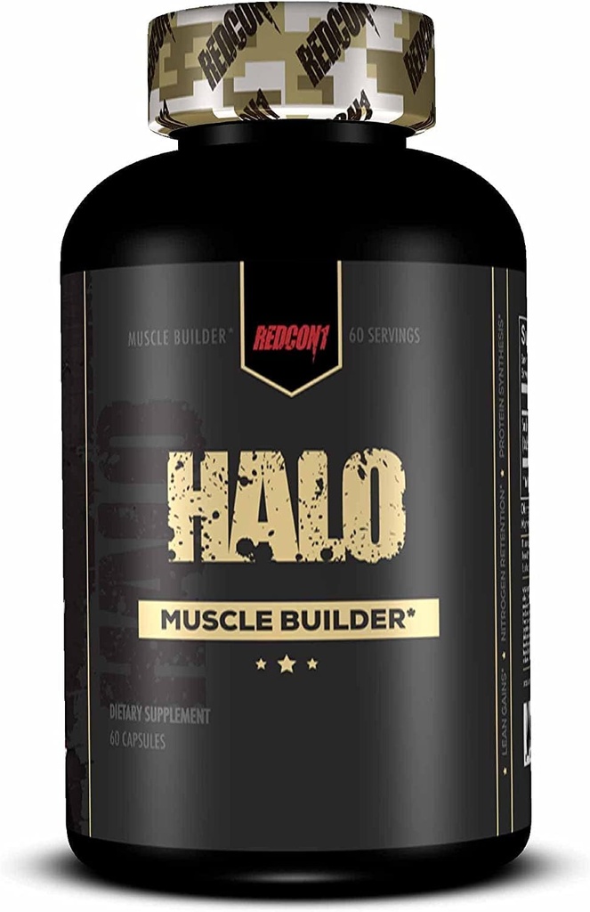 REDCON1 Halo Muscle Builder Supplement - Glutenvrij + Keto Vriendelijk ter ondersteuning van spiermassagroei - Bevat Chinese Smilax Root Extract om stikstofretentie te verbeteren (60 capsules)