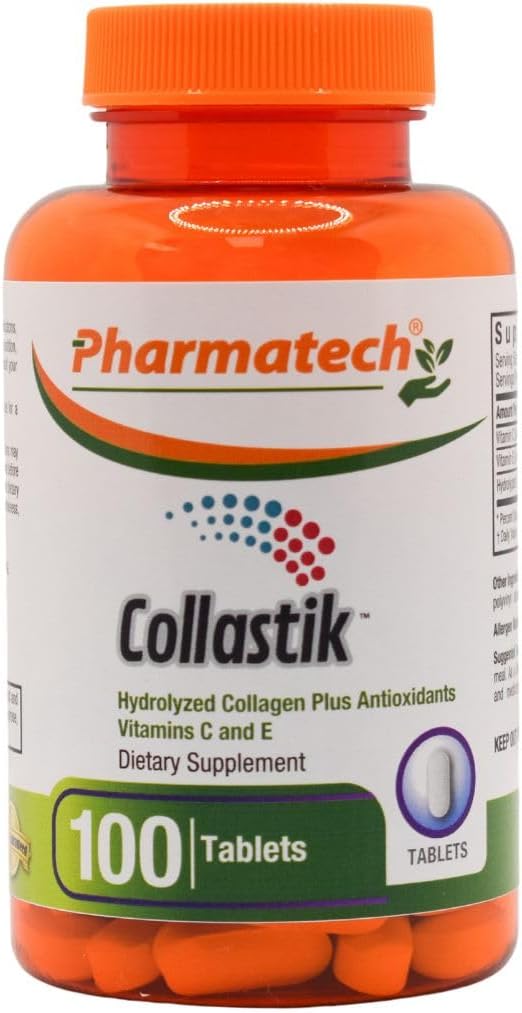 Gehydrolyseerde collagen en vitamine C en E voor vrouwen. Huid en nagels Gezondheid, Premium Formula Collageen Plus Antioxidanten Supplement, 100 tabletten, Collastik