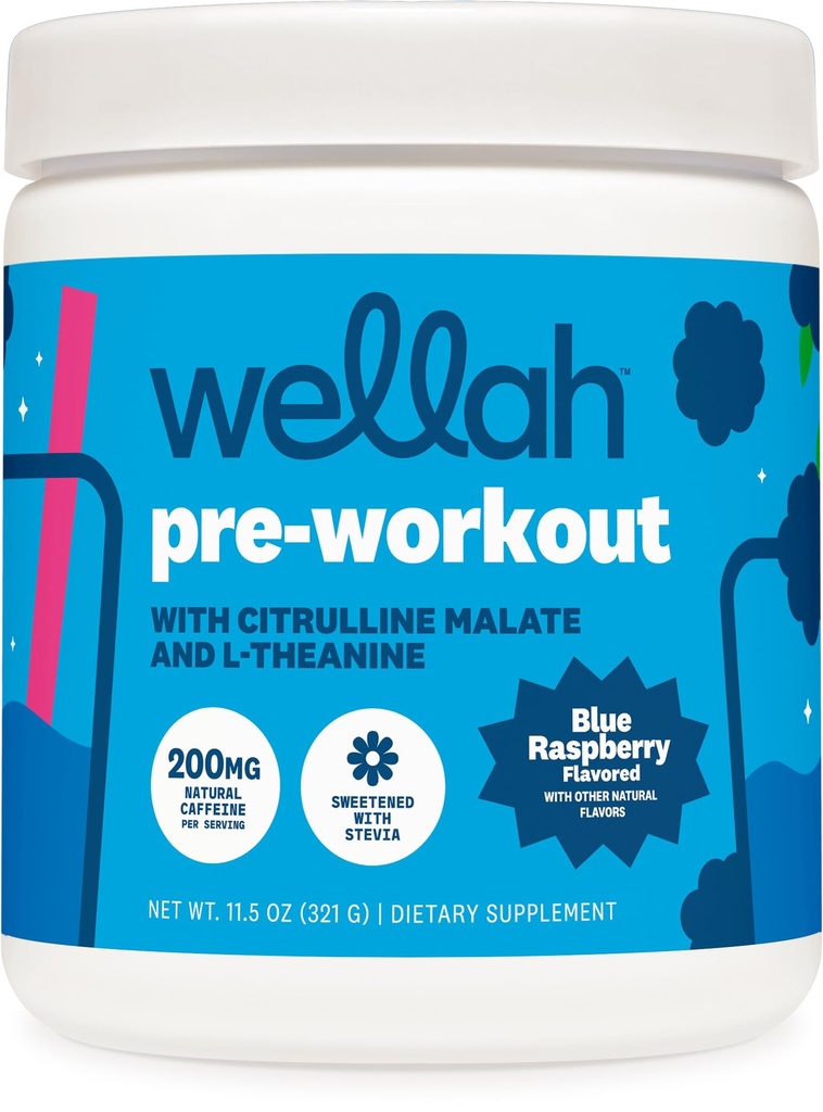 Wellah Get-Going Pre-Workout Drink Mix (Blue Raspberry Flavored, 30 Servers)