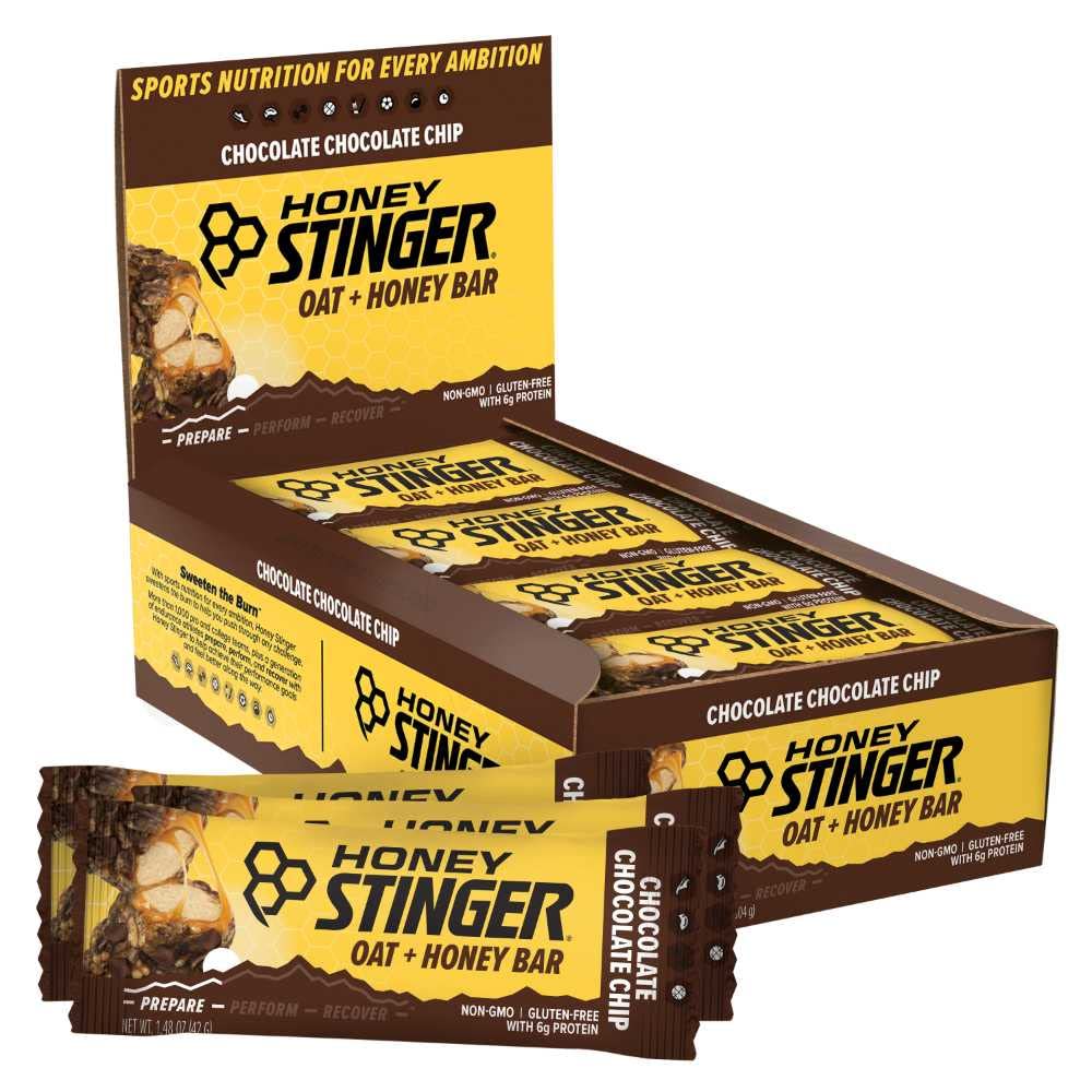 Honey Stinger Haat + Honing Bar, Chocolade Chocolade Chip, energie verpakt voedsel voor te bereiden voor oefening, duurzaamheid en prestaties, Sport Voeding Snack Bar, Pre-workout, Proteïne, Glutenvrij, Doos van 12