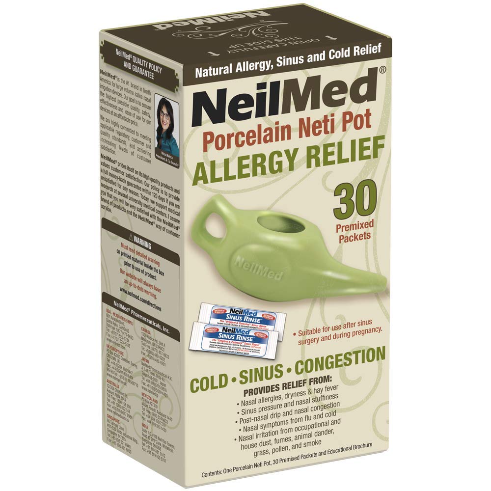 NeilMed Classic Porselein Neti Pot Groen met 30 Premixed Packets