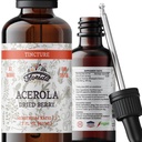 Teinture d'acérola (Vitamine C), Extrait d'acérola biologique (Glabre de Malpighia) Berry séché pour le sang, le cœur, les artères, non-OGM dans Glycérine végétale biologique pressée à froid, suppléments d'herbes de Floride