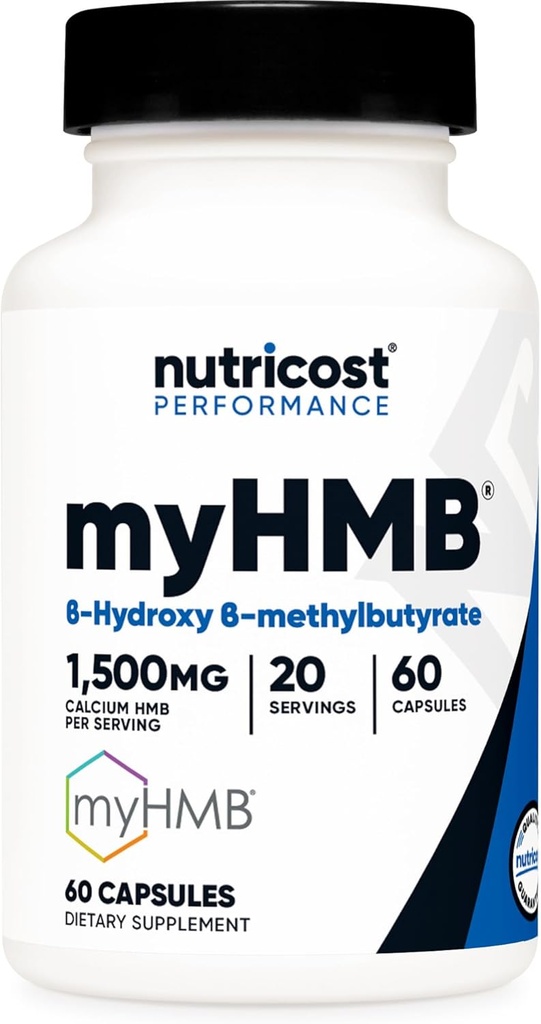 Nutricost myHMB Capsules 1.500MG Calcium HMB Per Serving, 60 Capsules, 20 Servings - Performance Line, Calcium B-Hydroxy B-methylbutyraat Monohydraat