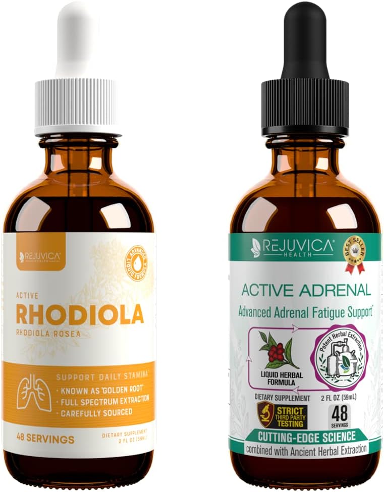 Rejuvica Health Active Rhodiola + Active Adrenal - Support Energy + Stress - Liquid Delivery for Better Absorptie - Rhodiola, Ashwagandha, Holy Basil & More!
