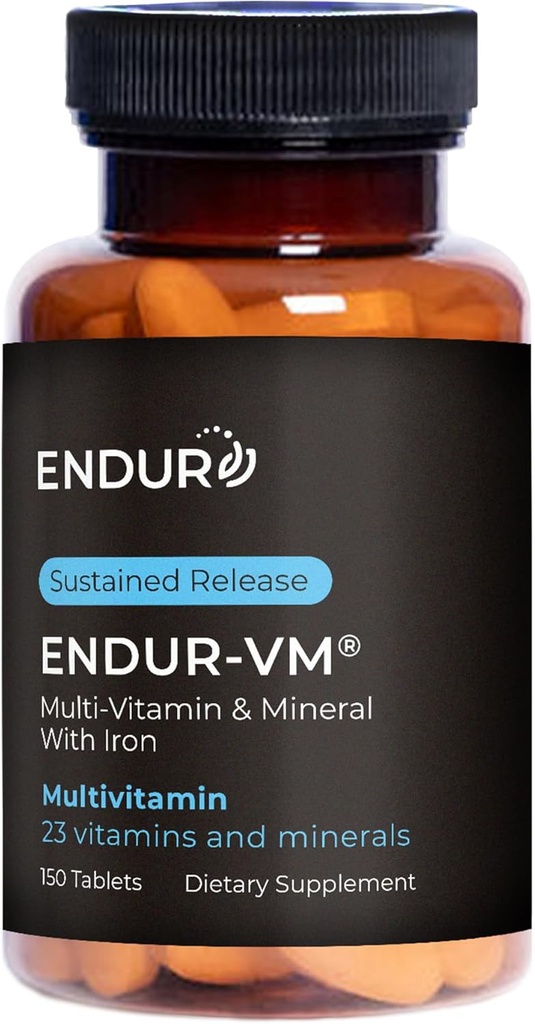 Endur-VM Multivitamine & Mineraal (met ijzer), Dagelijkse Multivitamine met Vitale Mineralen, Vitamine B, Vitamine D & Foliumzuur, Glutenvrij, 150 Tabletten
