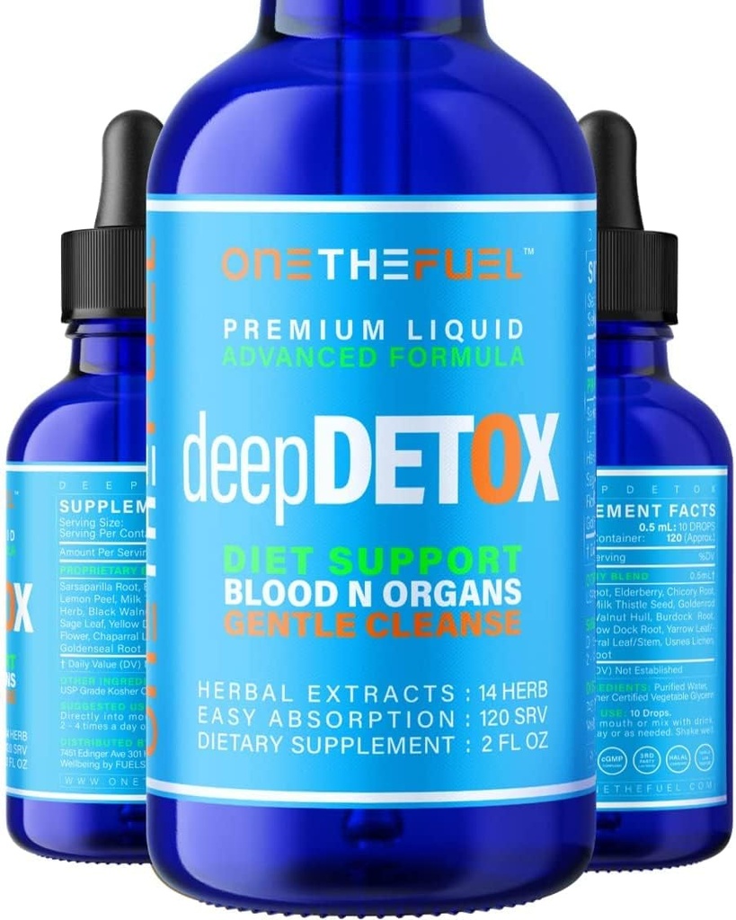 Deep Detox 2oz. Plant-Based Colon Intestinal Gut Lever Reinigen Detox Ondersteuning. Zuiver de bloedhuid 100% natuurlijke plantaardige vezels Dieet Supplement. Pure Vegan Fast Absorb Tinctuur Vloeistof