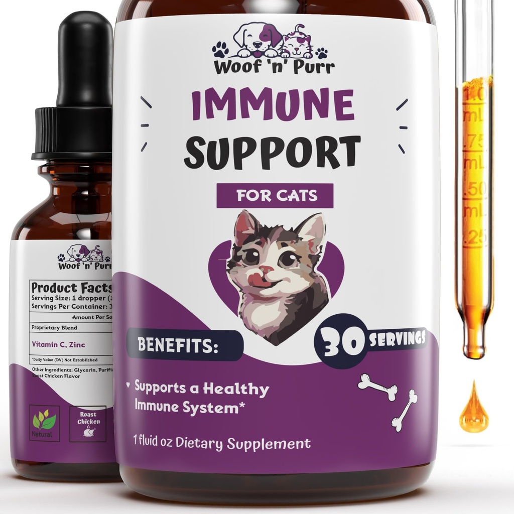 Immuunondersteuning voor katten - helpt een gezond immuunsysteem te ondersteunen - Cat Immuunbooster - Cat Immuunondersteuning - Cat Immuunsupplement - Immuunondersteuning Katten - Cat Immuunondersteuning Supplement - 1 floz
