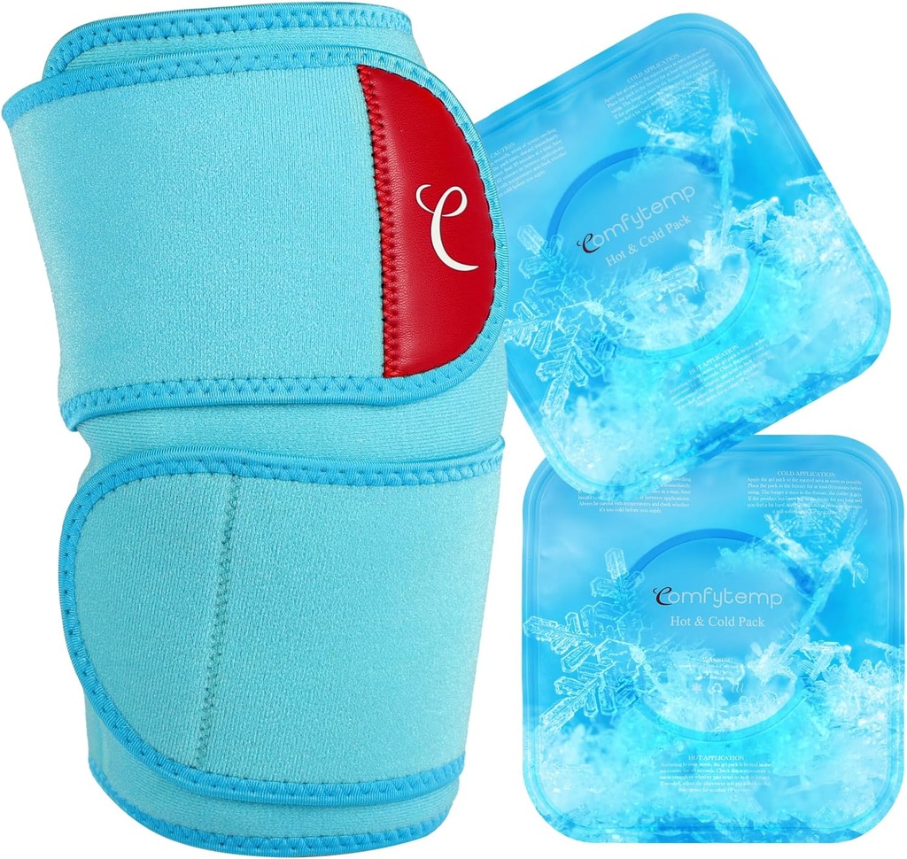 Comfytemp Large Knie Ice Pack Wrap met 2 Gel Soft Cold Pack, Herbruikbare Compressie Knie Brace voor Meniscus Tear, Joint Pain Relief, Artritis, ACL, Na Chirurgie Krijgen goed Gifts, Heren Vrouwen Running Gear