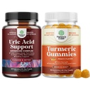 Natures Craft Bundle van Vegan Uric Acid Cleanse en Detox voor mannen en vrouwen gewrichten Nieren en meer en Kurkuma Gummies voor volwassenen Peach Flavor - Extra sterkte gezamenlijke ondersteuning Gummies