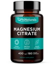 Capsules de poudre de citrate de magnésium 400mg - 180Capsules de Vég.-PhiNaturals - Support du système nerveux et fonction enzymatique