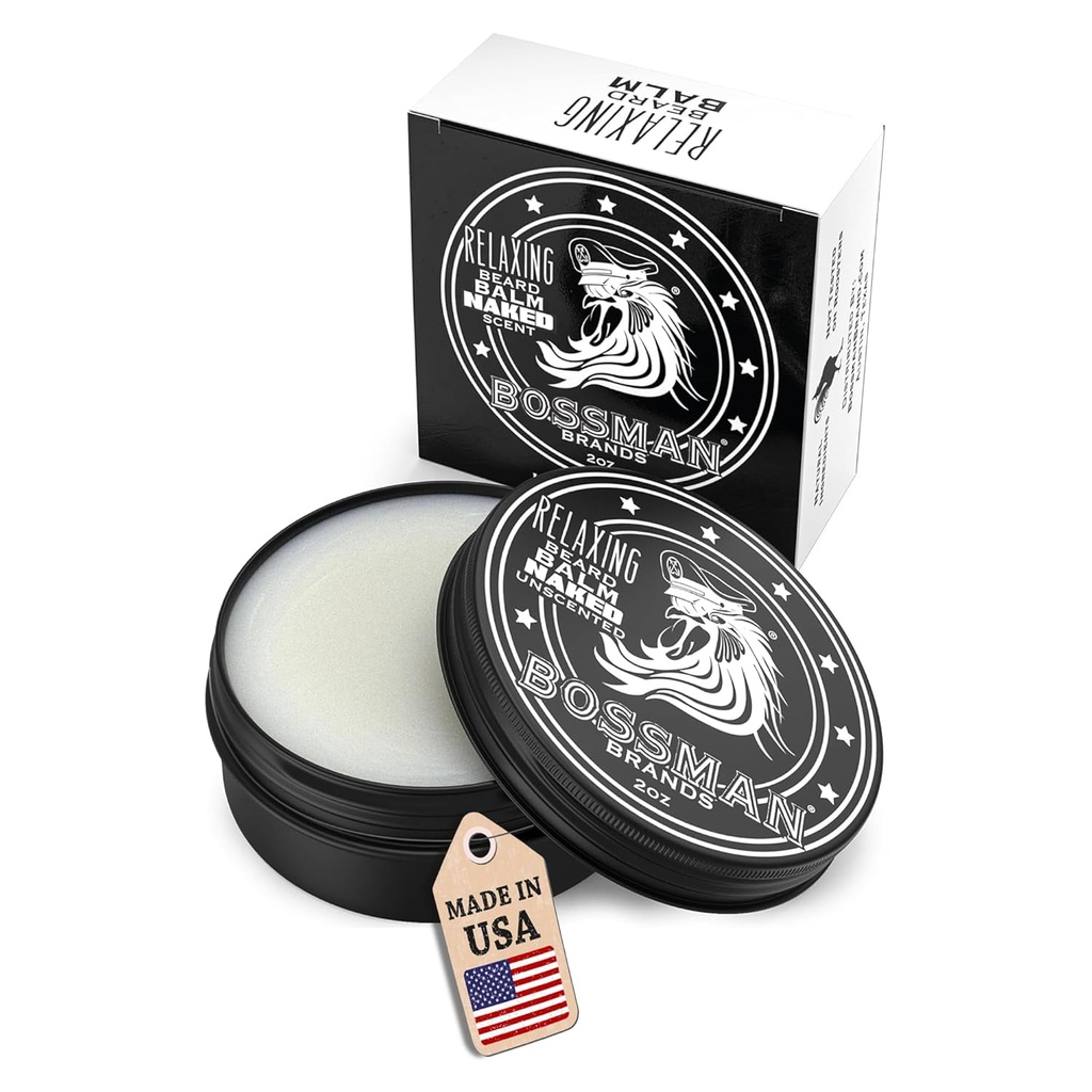 Bossman Relaxing Beard Balm for Men (Naked - Unscented) 