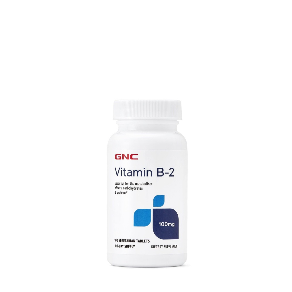 GNC vitamine B2 100 mg supplement, essentieel voor het metabolisme van vetten, koolhydraten en eiwitten, 100 porties