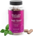 Zwart meisje vitamines - Hair Food Biotin supplement met collageen voor haargroei ondersteuning, Veganistisch, Glutenvrij, 60ct
