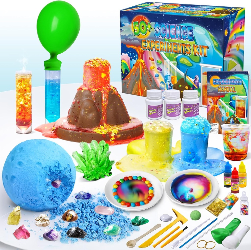 UNGLINGA 50+ Science Lab Experiments Kit voor kinderen, STEM Activiteiten Educatieve Wetenschapper Speelgoed Gifts voor jongens Meisjes Chemie Set, Gemstone, vulkaanuitbarsting