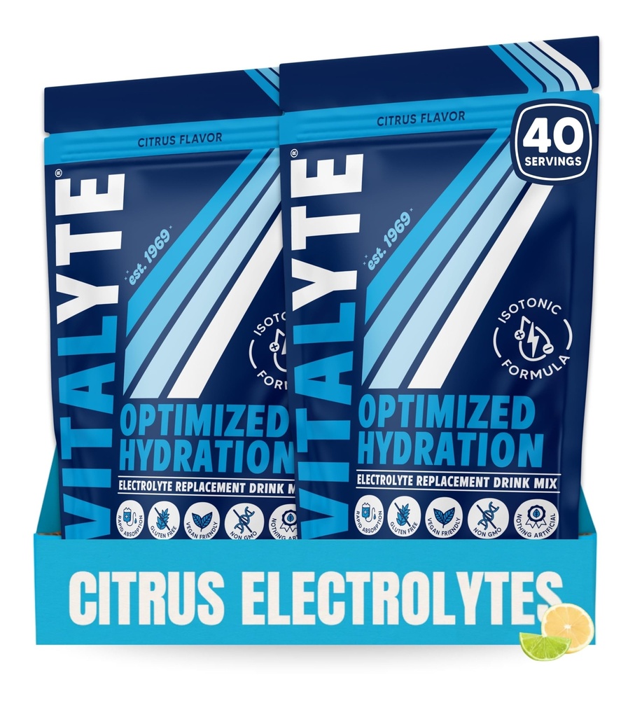 Vitalyte Electrolyte Powder (35 oz, 40 porties per container) - isotone drankmix voor hydratatie, energie en terugwinning- waterverbeteraar en rehydratatiesupplement voor mannen, vrouwen en sport (koele Citrus 2-verpakking)