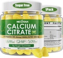 Calcium citraat Gummies 1200mg met vitamine D3 K2, Kauwbare calciumsupplementen voor vrouwen en mannen, hoge potentie ondersteuning B0ne, Te*th, sterkte & Immune Health, Mango smaak, non-GMO, suikervrij, 60 Ct
