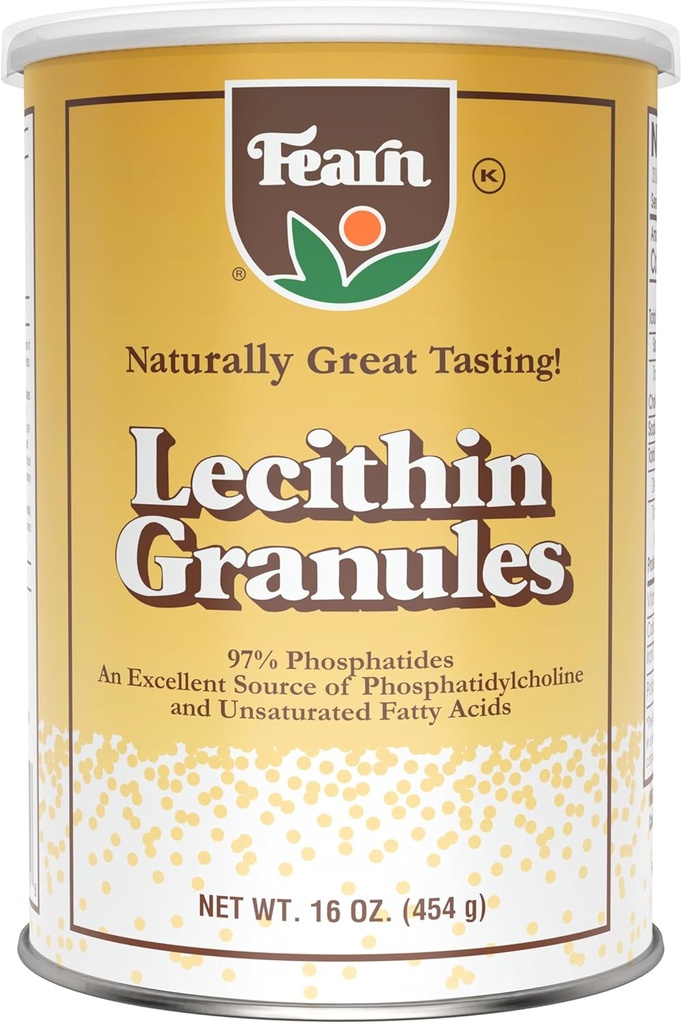 Fearn Natural Foods Granules de lécithine de soja – émulsifiant gras avec des nutriments essentiels pour la santé, améliorer la texture des gâteaux, pains et bricolages, 16 Oz