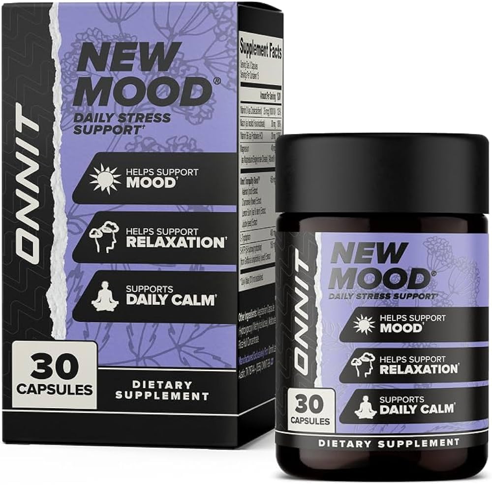ONNIT Nieuwe Mood Dagelijkse Stress Support Capsules, IgenTM Non-GMO Tested, Slaap- en Goede Ondersteuning Supplement voor mannen en vrouwen, Dagelijks Stress Management Capsules, 30 Tellen